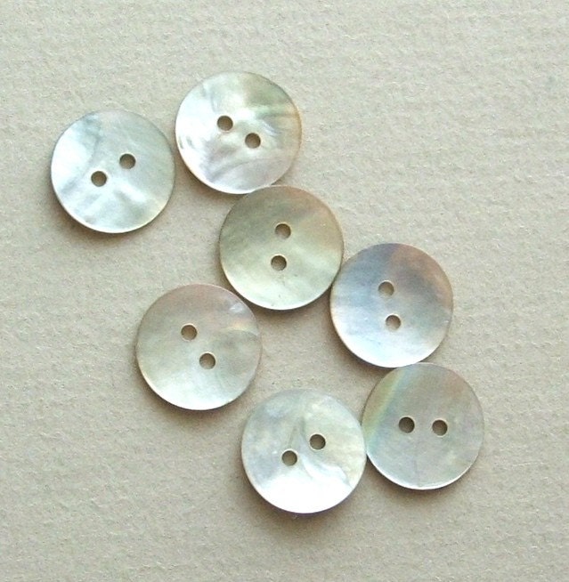 Set of 7 Shell "Dressmaker" Buttons-MOP11