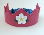 Wool Felt Crown -- rose pink with white flower