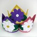 Wool Felt Crown --pink with white flower
