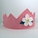 Wool Felt Crown -- pink with white flower
