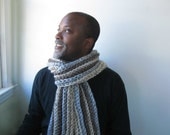 Extra Long Chunky Unisex Scarf Crocheted in Natural Rustic Colors