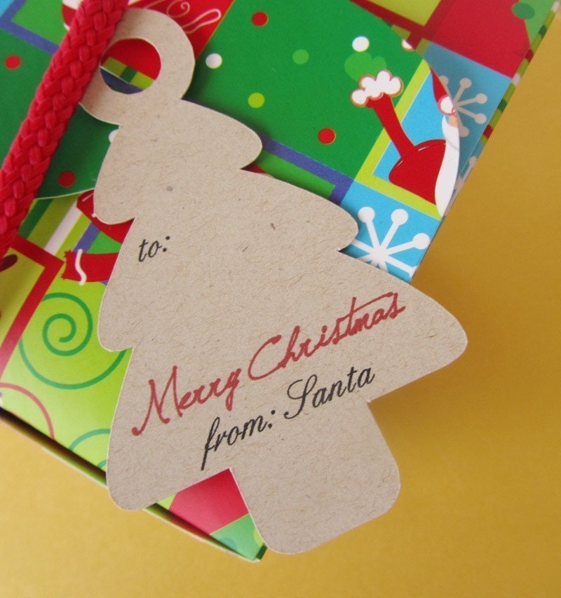 Customized Christmas Gift Tags Tree Merry Christmas 00082a