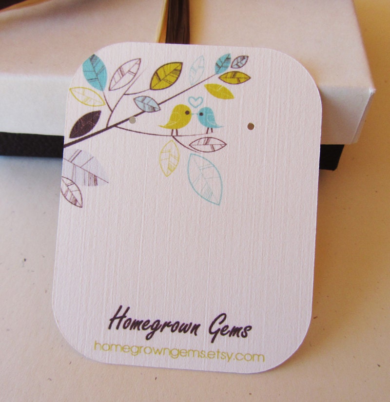 Personalized Earring Cards Modern Blue Yellow Branch Bird Flower Florals 00097b Custom