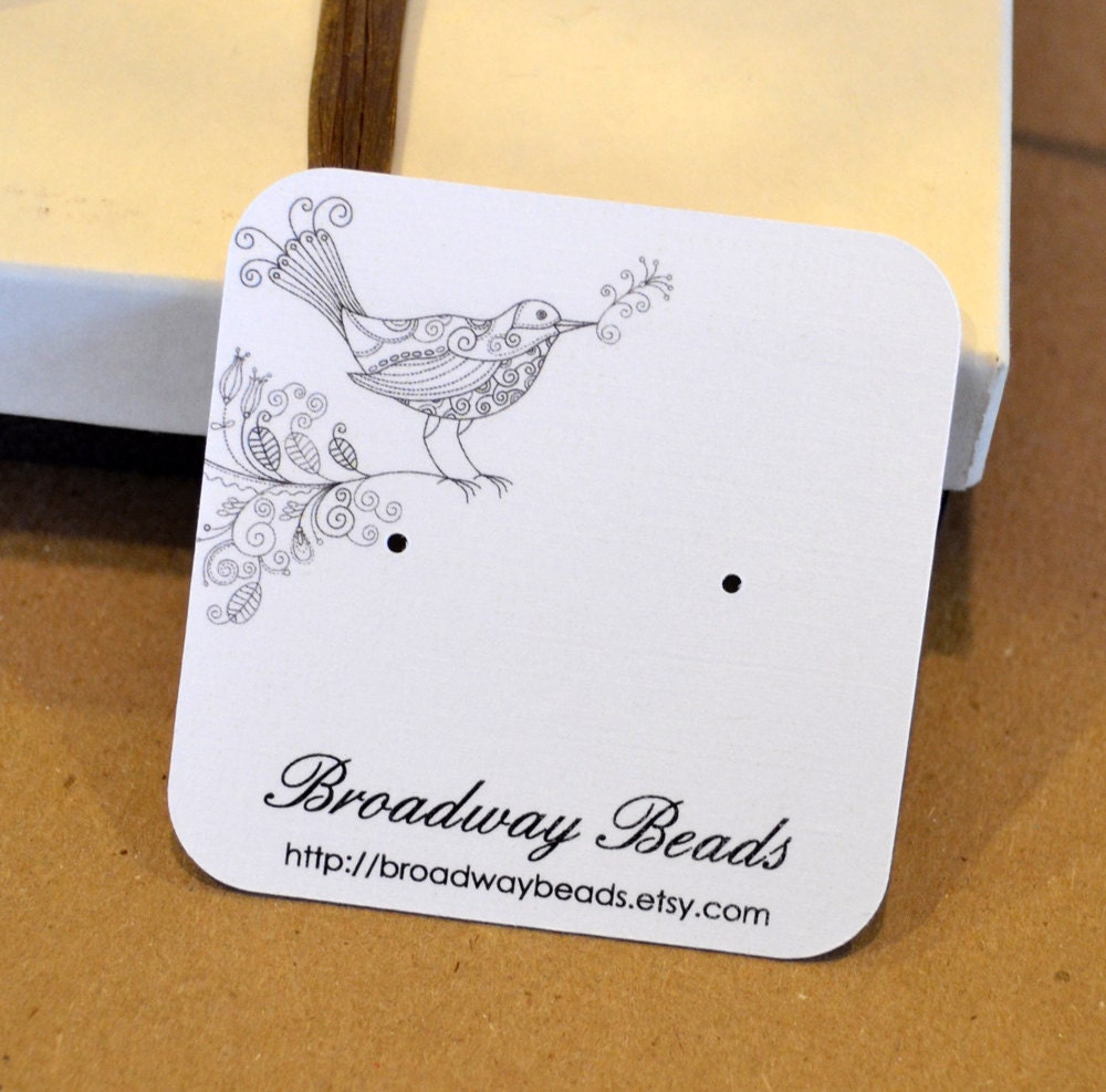 Custom Earring Cards Customized Personalized Modern Bird Branch Outline 00108b