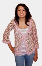 Granny Square Fur Trim Crochet Cardigan Sweater Pattern pdf