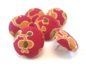 Orange Berries on Raspberry Large Fabric Thumbtacks - Qty. 6