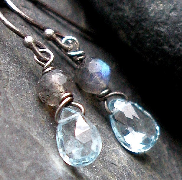 Azure Blue Topaz, Labradorite, Sterling Silver Earrings - BIMINI