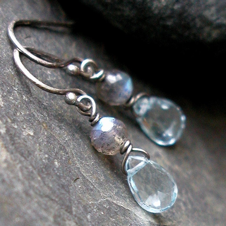 Azure Blue Topaz, Labradorite, Sterling Silver Earrings - BIMINI