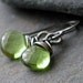 Lime Green Quartz Sterling Silver Wrapped Dangle Earrings - Sprout
