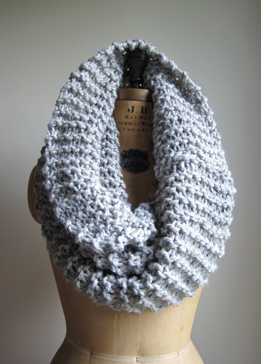 Super Snuggly chunky knit cowl light grey