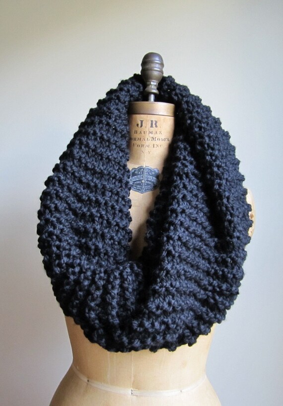 Super Snuggly chunky knit Black cowl.