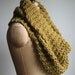Super Snuggly chunky knit cowl Army. Split Pea green.