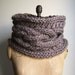 Oversized Cable knit cowl Walnut. Infinity scarf Brown.