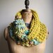 Bohemian knit cowl Mustard Yellow.Seafoam. Teal.