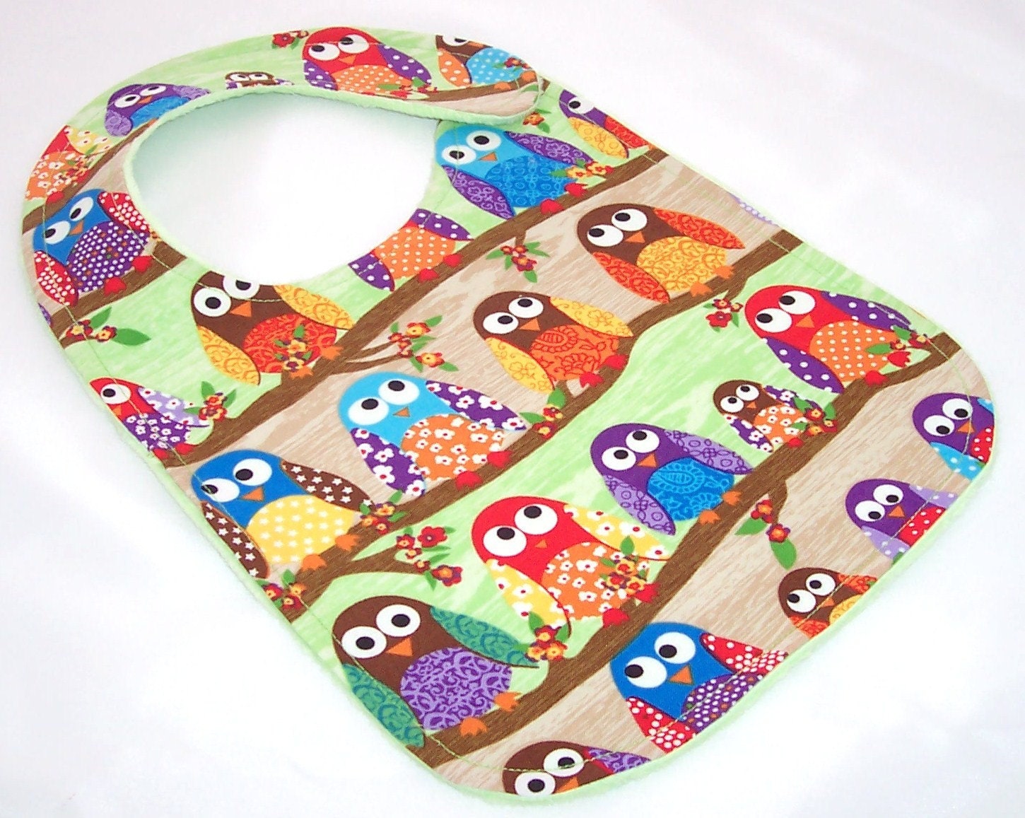 Baby Bib - WHO HOOTED Minky Baby Bib