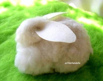 Wool bunny made of natural merino wool and wool felt