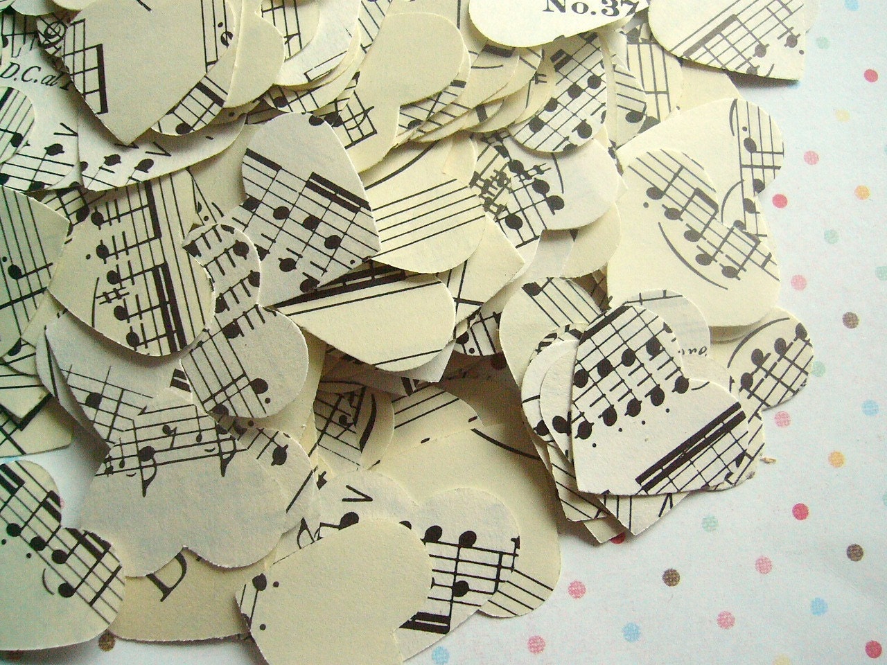 Romantic Vintage Heart Confetti Sheet Music
