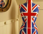 Vintage Style Corset Laced Mannequin UNION JACK Dressform