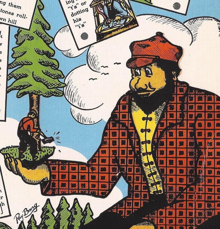 Large 1939 Paul Bunyan Postcard Ray Bang