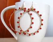 Sunburst coral wrapped large hoops