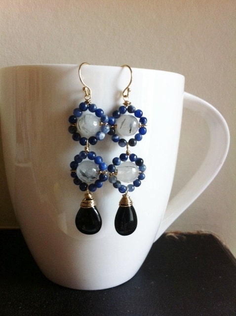 REGALE Drop - sodalite, rutilated quartz, onyx