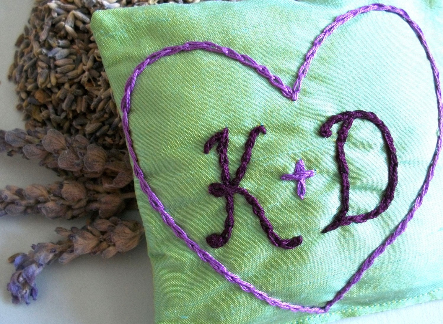 Lavender Sachet with Custom Hand Embroidery by Dolce Dreams
