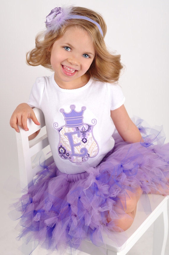 Lavender Princess Tutu ballerina Halloween Costume with matching applique shirt and headband