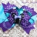 Aqua and Purple Minnie Hairbow - Handmade Bow for Girls, Baby Bow, Purple with White Dots Bow