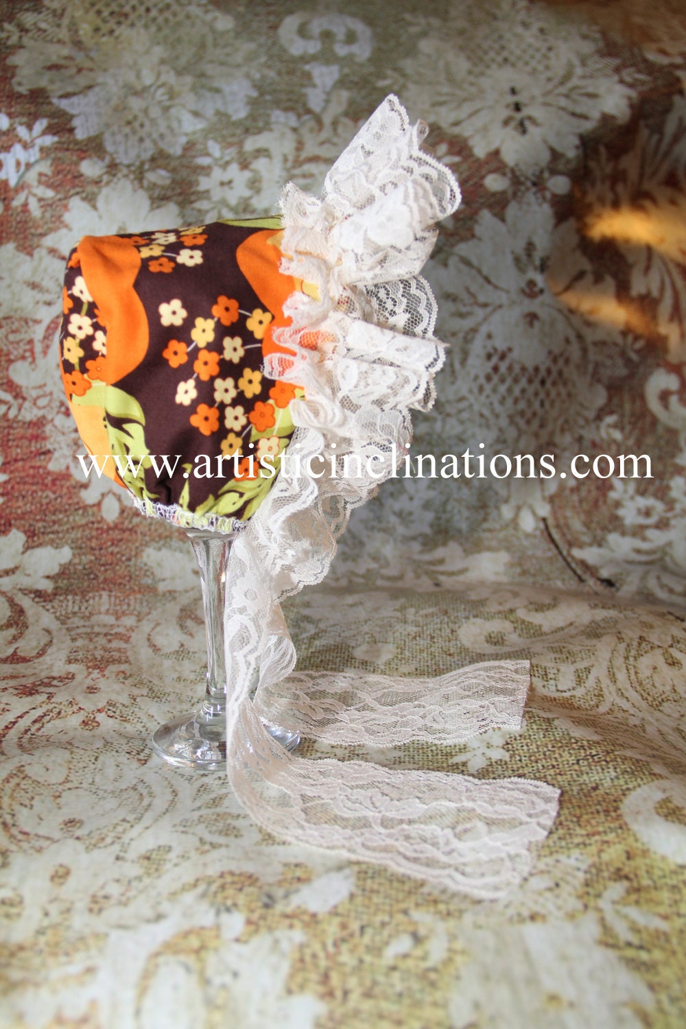 Handmade Newborn Baby Girls Bonnet - Fall Colors