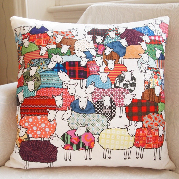 Colourful Sheep Cushion - Large