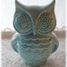 Owl Home Decor Ceramic Bank Vintage  in Aqua