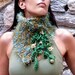 Knit Scarf , Fuzzy Green Neckwarmer / Scarfette - MUSKY FOX