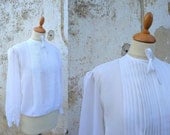 1960 pleated blouse 60 secretary blouse 60 Mod blouse size S/M