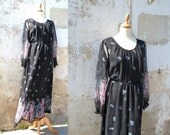 1970 Chiffon dress maxi dress floral size L