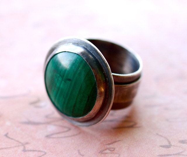 EASTER WEEK SALE - Malachite Cocktail Ring in Sterling Silver