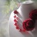Shabby Fabric Roses Necklace Romance In Red