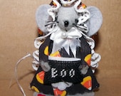 Halloween Needlepointing BOO Mouse- one of the cute gift felt mice ornaments for animal lovers and collectors by Warmth