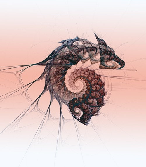 Enhanced Digital Art, Dragon,  Fractal Image Art, Giclee Print, Office Wall Art, Fantasy,