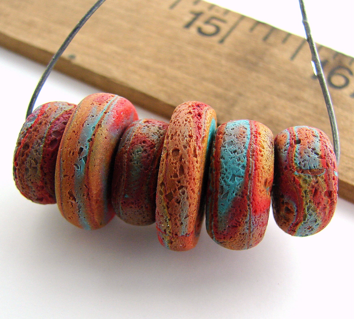 Handmade Polymer Clay Disc Beads - Rustica Erosion