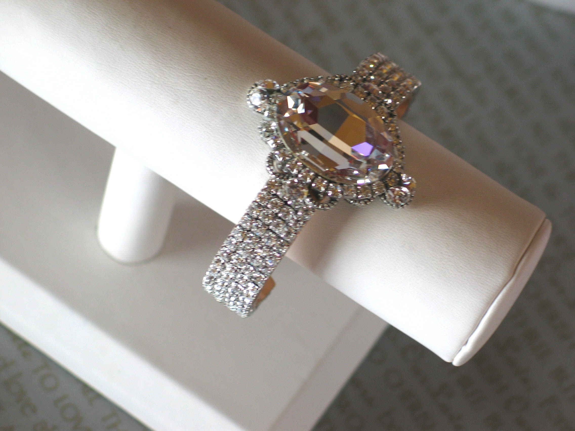 Vintage Glam Bridal Style Swarovski Cuff Bracelet - The Symone