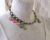 ON SALE - Peace and Love Choker Neclace - evil eye neon Wrap Bracelet