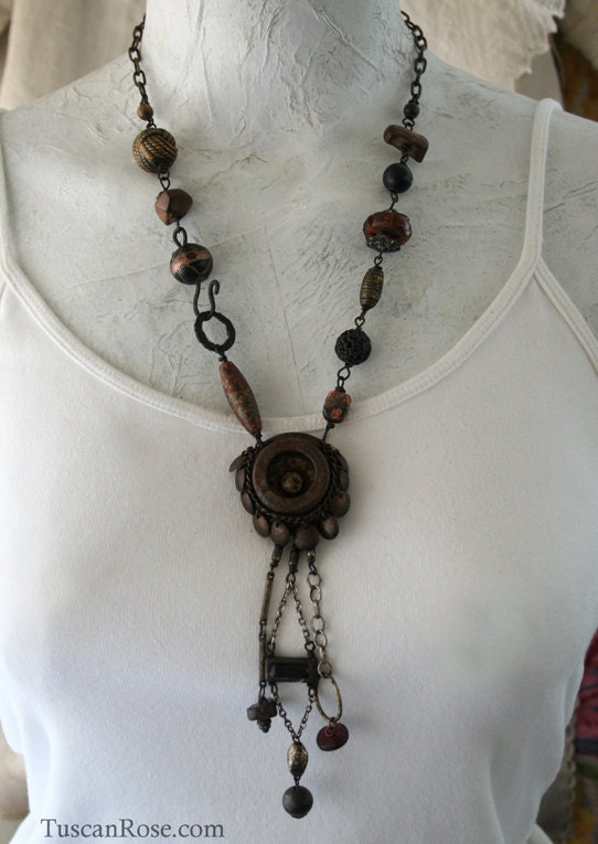 ON SALE - Summon - Talisman Necklace - urban gypsy Call Button salvage jewelry