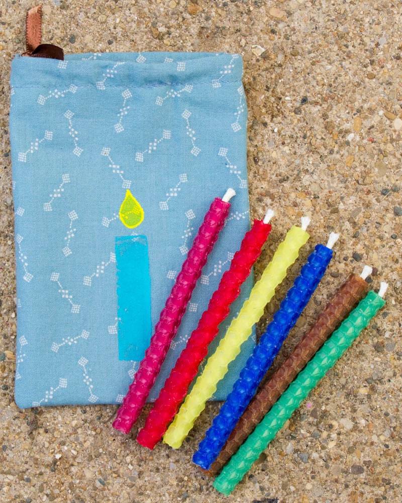 Rolled Beeswax Birthday Candles, Six Assorted Colors
