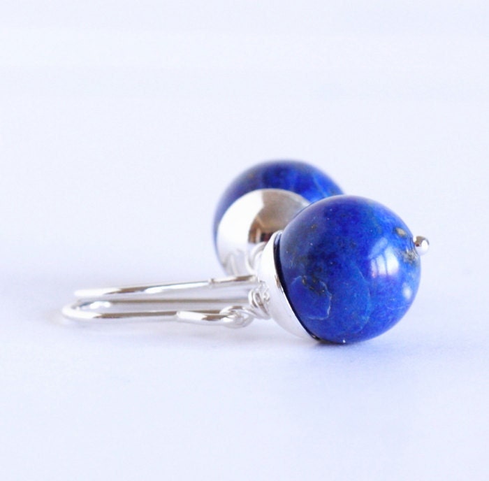 Earrings, Deep Blue Lapis and Sterling Silver Earrings - Stunning Simplicity, Drop Earrings, Memorial Day Sale