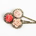 Bobby Pins Antique Brass With Vintage Style Flowers, Gift For Girl, Gift For Her