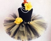 Bumble Bee - Custom Sewn Tutu in Black and Yellow - Up To 10'' - sizes newborn up to 5T - Perfect for 1st Birthdays and Halloween