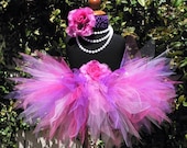 Baby Tutu Skirt - Girls 1st Birthday Tutu - Pink Purple Lavender Pixie Tutu - BERRYLICIOUS - Sewn 8" Pixie Tutu - sizes Newborn to 12 months
