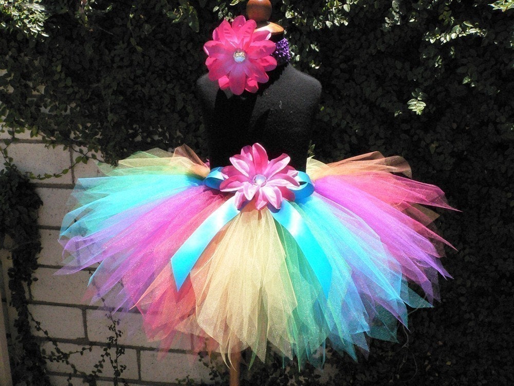 Bright Rainbow Girls Birthday Tutu - Iris, a magical rainbow pixie - Custom 12'' Sewn Pixie Tutu - sizes Newborn up to 5T