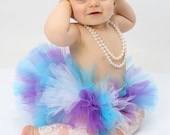 Lilacs - Custom Sewn Tutu - Purple Blue White Infant Toddler Tutu and Headband Set - sizes newborn up to 24 months