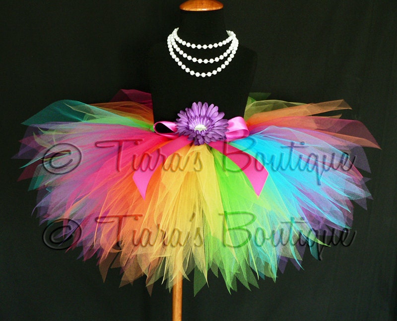 Rainbow Tutu - Custom Sewn 11'' Pixie Tutu - Aura - A Magical Rainbow Tutu - Girls sizes 6 to 8